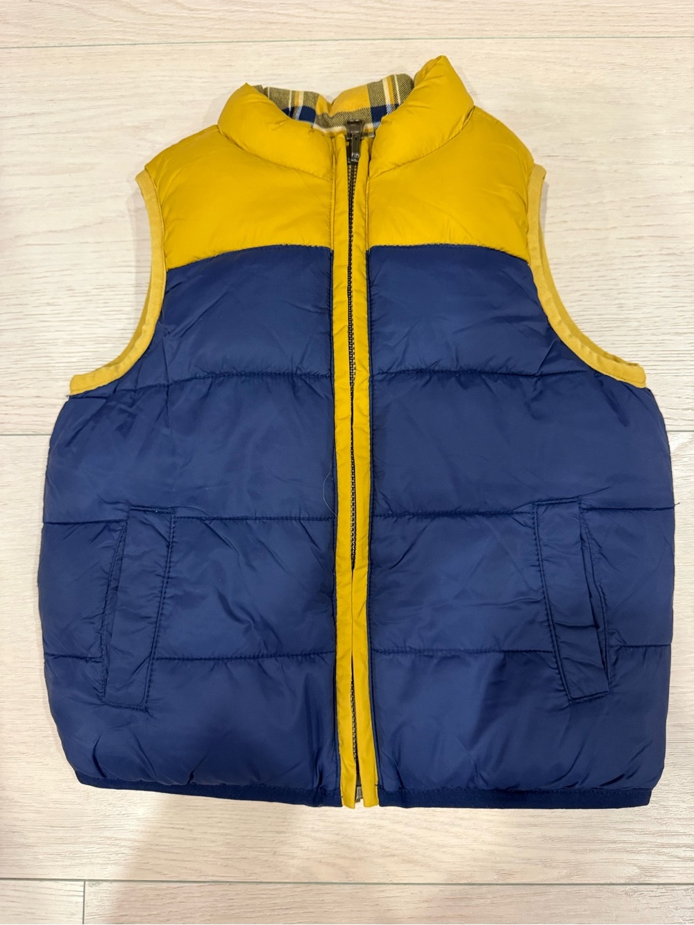 Janie and Jack Navy and Yellow Puffer Vest | 18-24 months